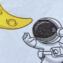 Astronaut And Crescent Moon