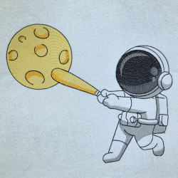 Astronaut Playing Base Ball With Moon