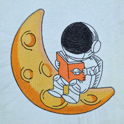 Astronaut Reading Book On Moon