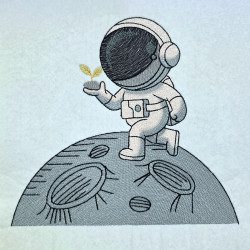 Astronaut With Plant On Moon