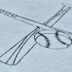 Baseball Crossed Bats Line Art