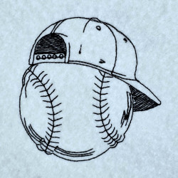 Baseball With Cap Line Art