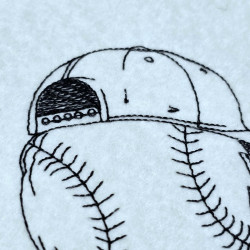 Baseball With Cap Line Art