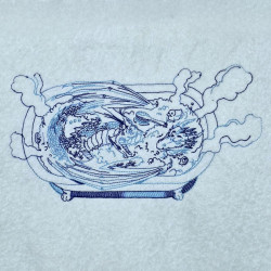 Bathing Dragon Line Art