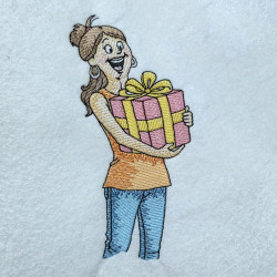 Beaming Woman with a Present