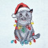 Black Cat Tangled In Christmas Lights