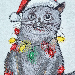 Black Cat Tangled In Christmas Lights