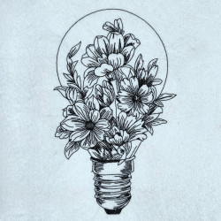 Blooming Lightbulb Line art