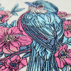 Blue Bird With Flowers