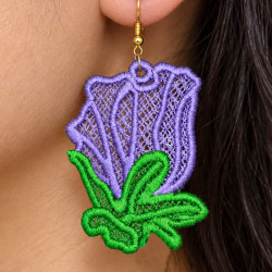 Blue Iris Flower FSL Earring