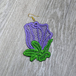 Blue Iris Flower FSL Earring