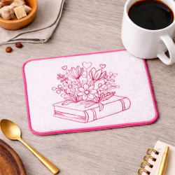 Book And Blooms ITH Mug Rug