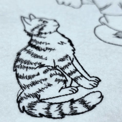 Boy And Cat Talking Line Art