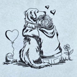 Boy And Dog Forever Friendship Line Art