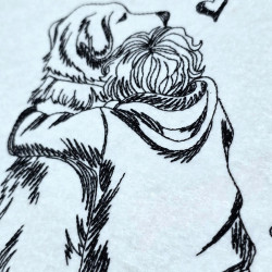 Boy And Dog Forever Friendship Line Art
