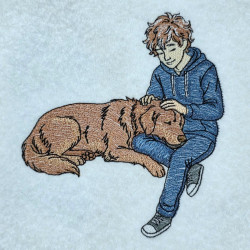 Boy And Dog Peaceful Rest