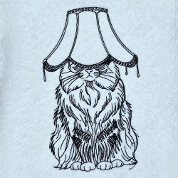 Cat With Decorative Lamp On Head Line Art