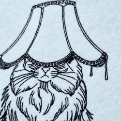 Cat With Decorative Lamp On Head Line Art