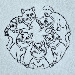 Cats Friendship Circle Line Art