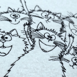 Cheerful Cat Crowd Line Art