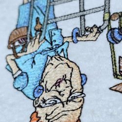 Cheerful Granny With Walker And Windmill