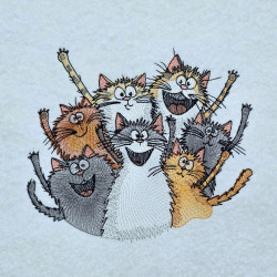 Cheerful Smiling Cat Family