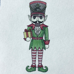 Christmas Elf Nutcracker Holding Gift