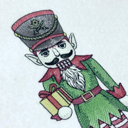 Christmas Elf Nutcracker Holding Gift