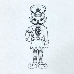 Christmas Elf Nutcracker Line Art