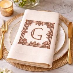 Classic Square Bar And Swirls Monogram Letter G