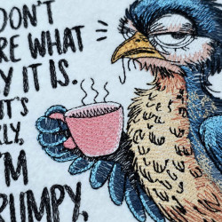 Coffee Addicted Grumpy Bird Quote