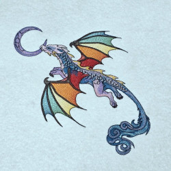 Colorful Wings Dragon With Cresent Moon