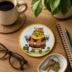 Construction Bee ITH Coaster