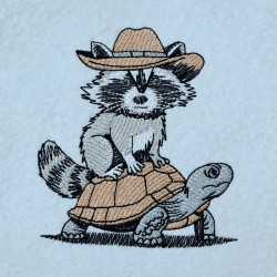 Cowboy Raccoon On Turtle