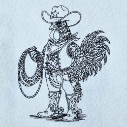 Cowboy Rooster Line Art