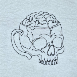 Creepy Skull Cup Line Art