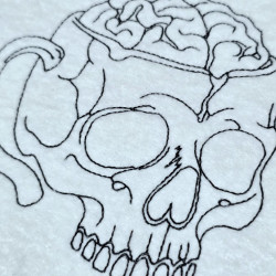 Creepy Skull Cup Line Art