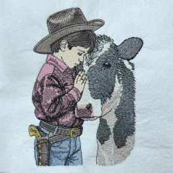 Cute Cowboy And Cow Moment