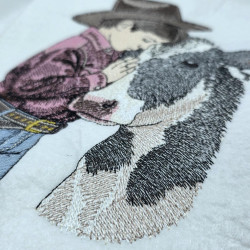 Cute Cowboy And Cow Moment