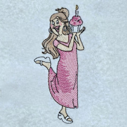 Cute Party Girl Holding Cup Cake