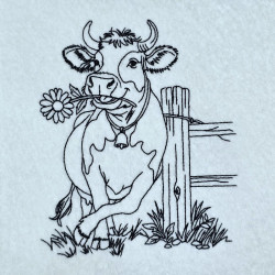 Daisy Munching Cow Line Art