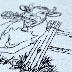 Daisy Munching Cow Line Art