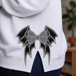 Dark Bat Wing ITH Split Bow Applique