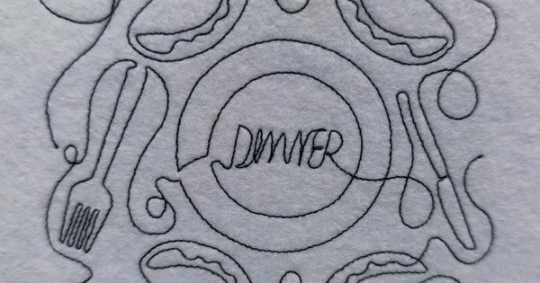 Dinner Table Quilting Pattern Embroidery Design - Instant Download