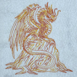 Dragon On Cliff Line Art