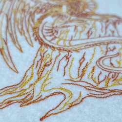 Dragon On Cliff Line Art