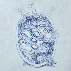 Dragon Taking Steam Bath Line Art