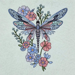 Dragonfly With Flowers