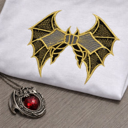 Elegant Black And Gold Bat Wing Bow Applique