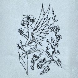 Elegant Garden Fairy Line Art